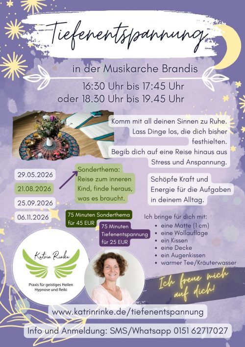 Termine Tiefenentspannung 2. Halbjahr 2026